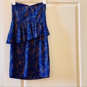 Beautiful Navy and Gold Strapless Dress